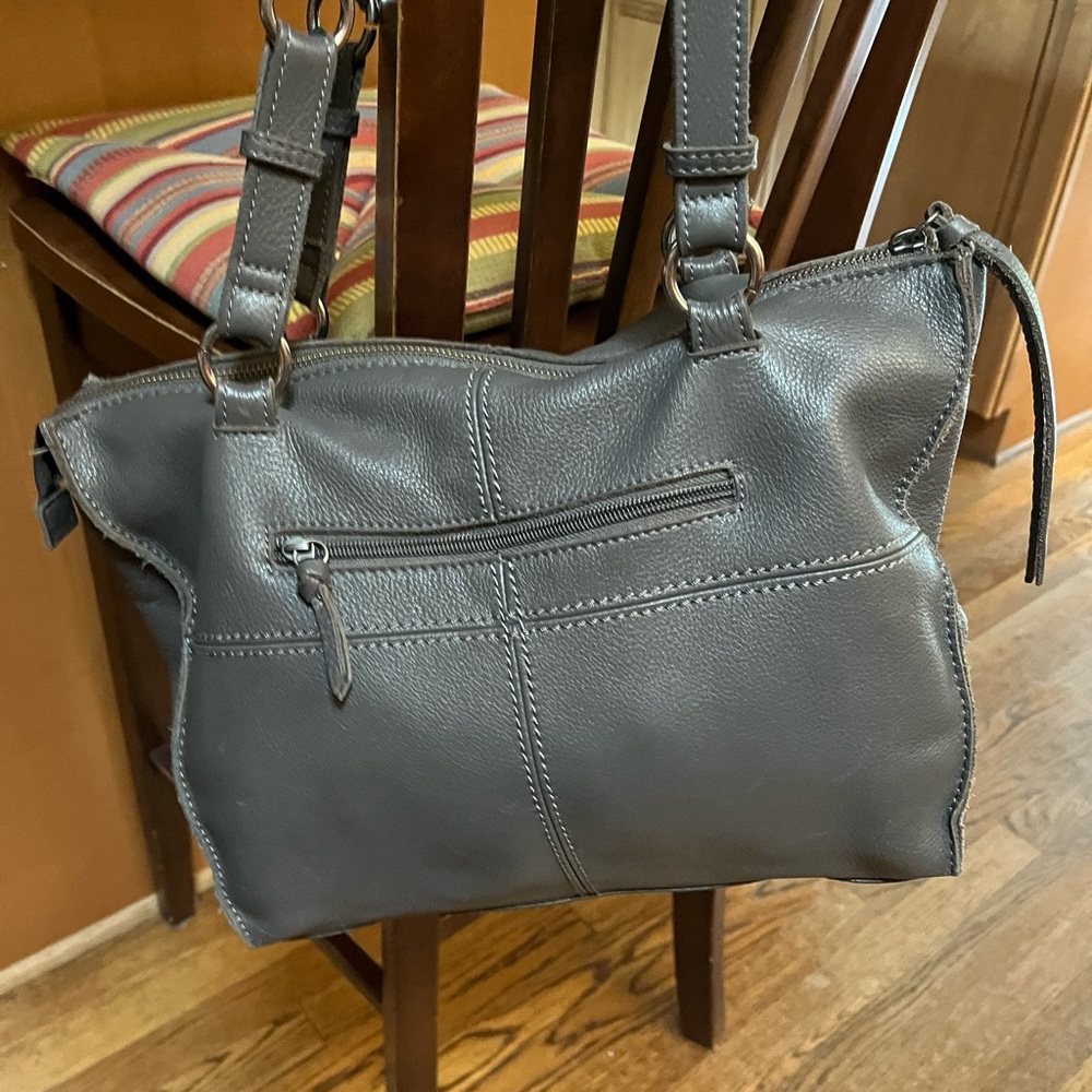 The Sak Grey Leather Silverlake Studded Shoulder tote bag